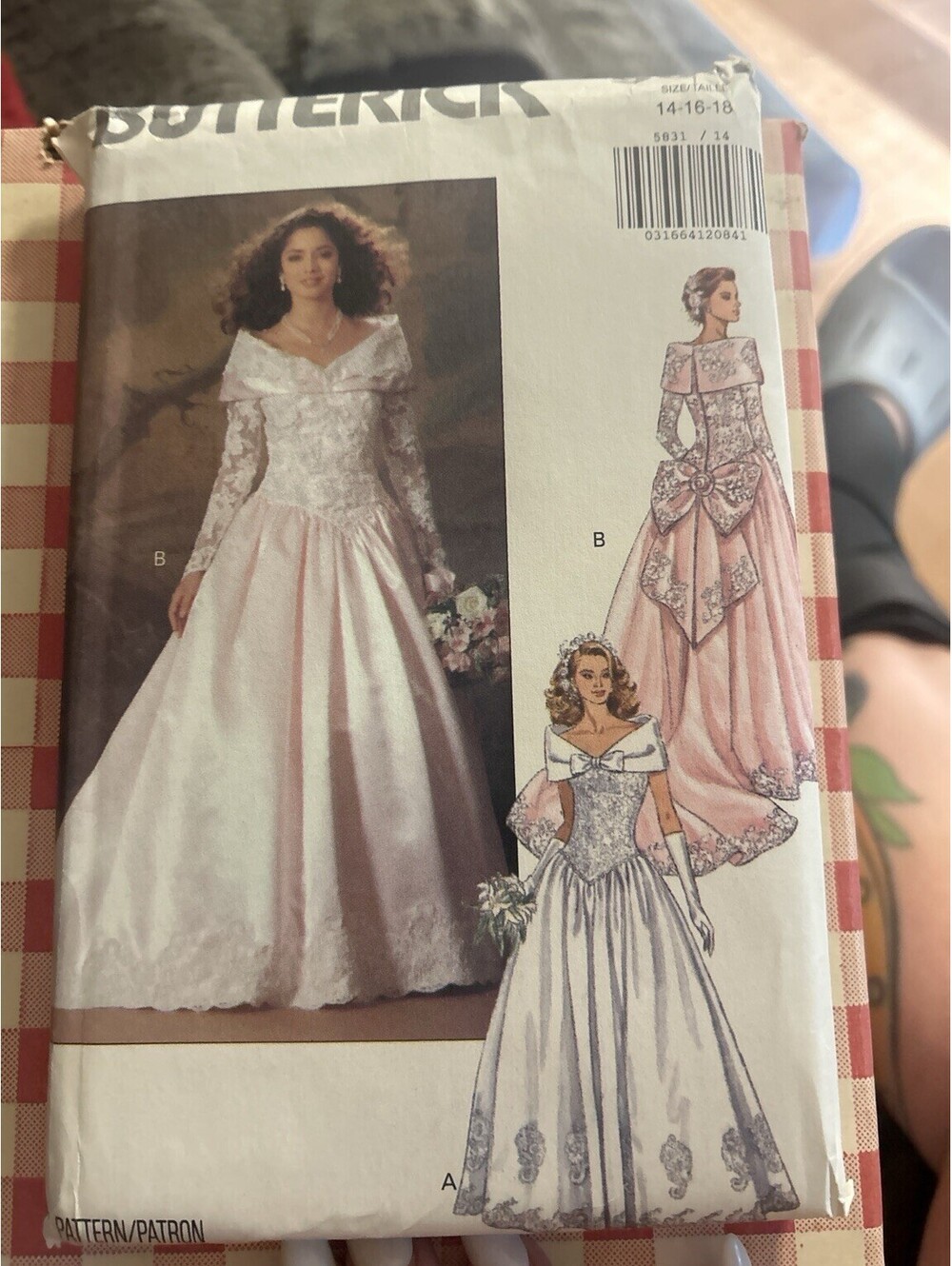 Vintage Butterick 5831 Wedding Dress Pattern Sz 14-16-18 Uncut FF 1991